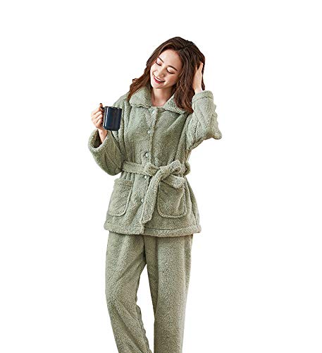 Pigiama Invernale da Donna Flanella Addensare Cinghie in Vita Casa Abiti Tenere Caldo può Essere Indossato all'Esterno,A,L