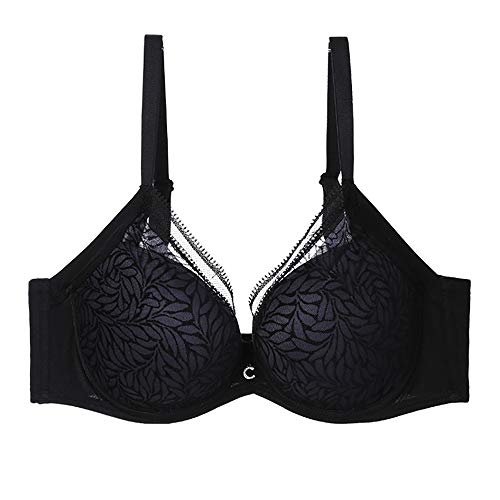 QIANYUE Reggiseno da Donna con Ferretto Coppa Piena Pizzo Push Up Balconcino Coppa Morbido Smooth Microfibra Sostegno