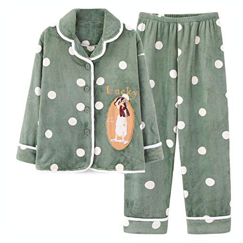 SPLLEADER Pigiama Donna Lungo Due Pezzi Morbido Caldo e Confortevole Set Casual Manica Lunga Autunnali e Invernali,160M