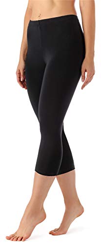 Merry Style Leggings 3/4 Pantaloni Capri Donna MS10-144 (Nero, M)