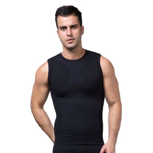 ZEROBODYS Maglietta senza Maniche Uomo compression funzionale maglia Cool-asciutto SS-M05 Nero (L)