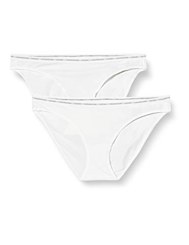 Calvin Klein 2pk Slip Bikini, Bianco (White/White 100), (Taglia Produttore: X-Large) Donna