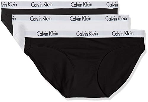 Calvin Klein Bikini 3pk Mutande, Nero (Black/White/Black Wzb), S Donna