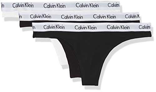 Calvin Klein Thong 3pk Lanyard, Nero (Black/White/Black Wzb), Unica (Taglia Produttore: Large) Donna