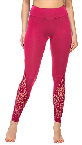 Merry Style Leggings Lunghi Pantaloni Donna MS10-306 (Lampone/Rosa, S)